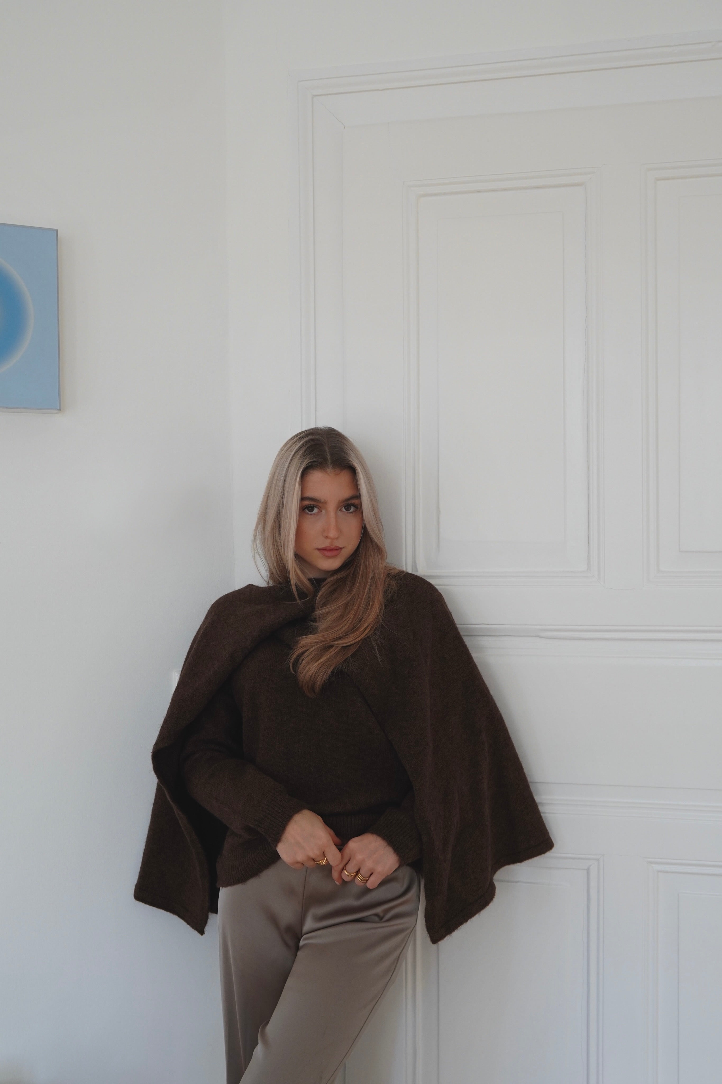 Draped Knit Sweater Chocolate