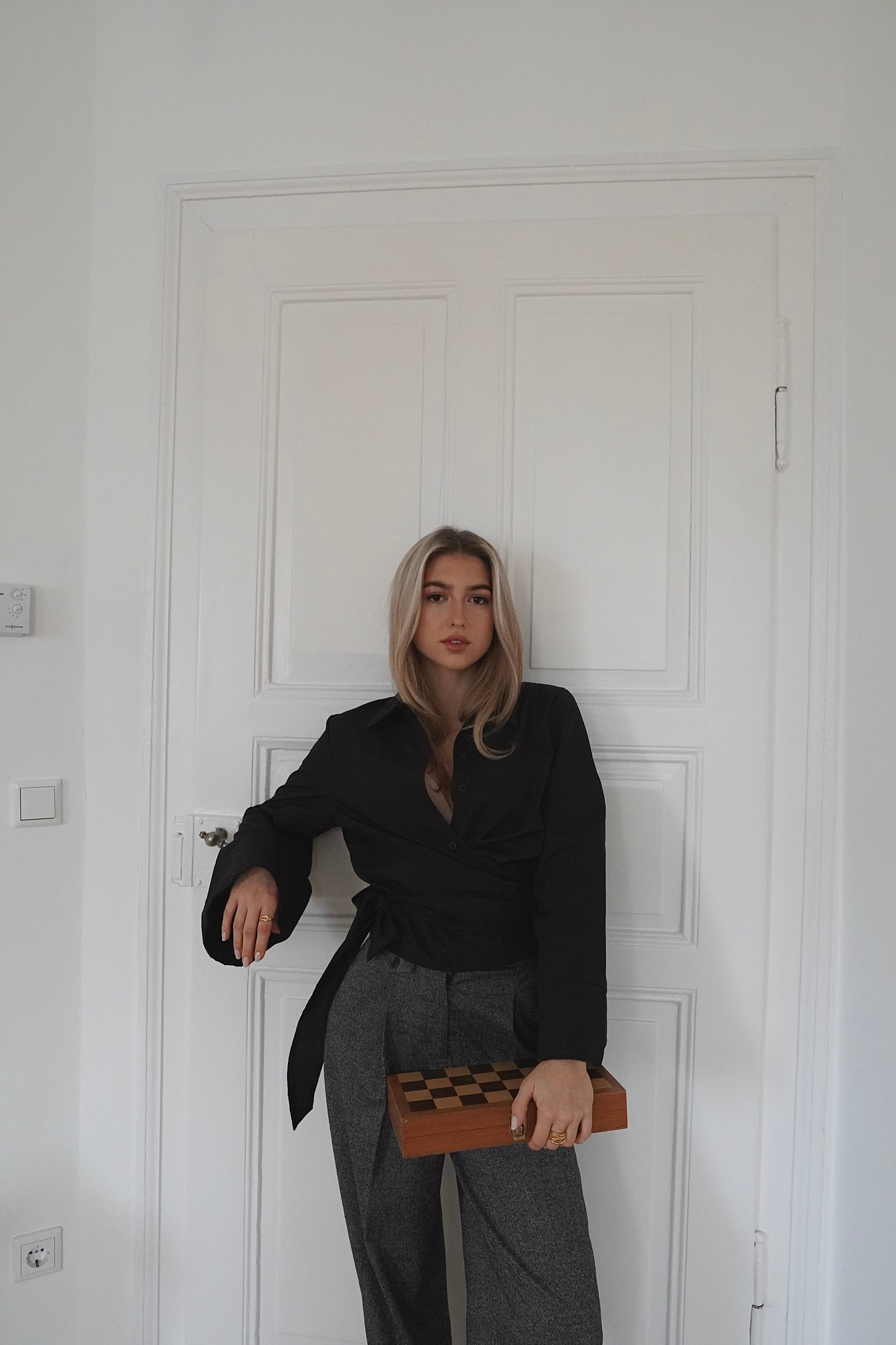 Lace-Up Blouse Black