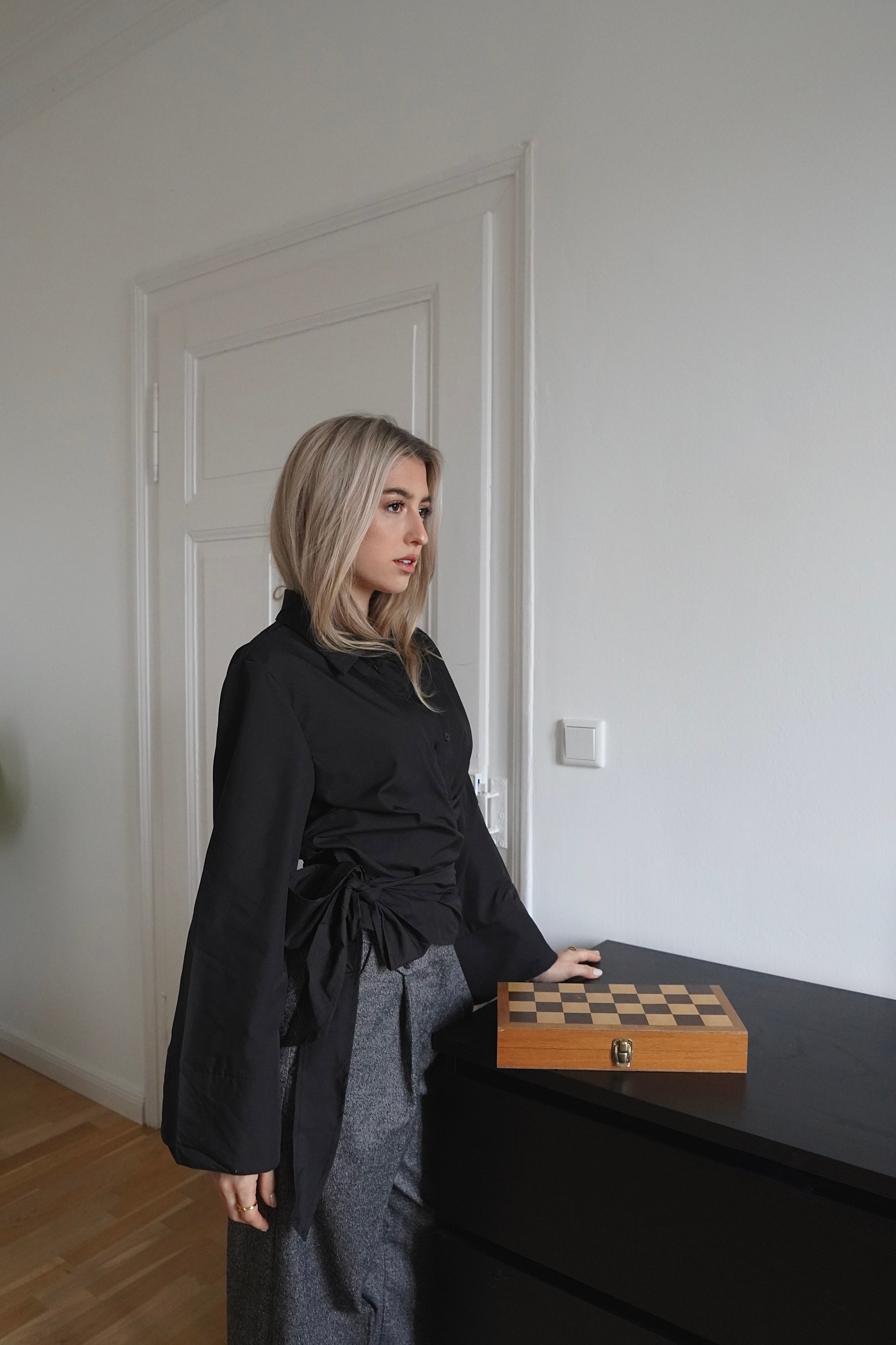 Lace-Up Blouse Black