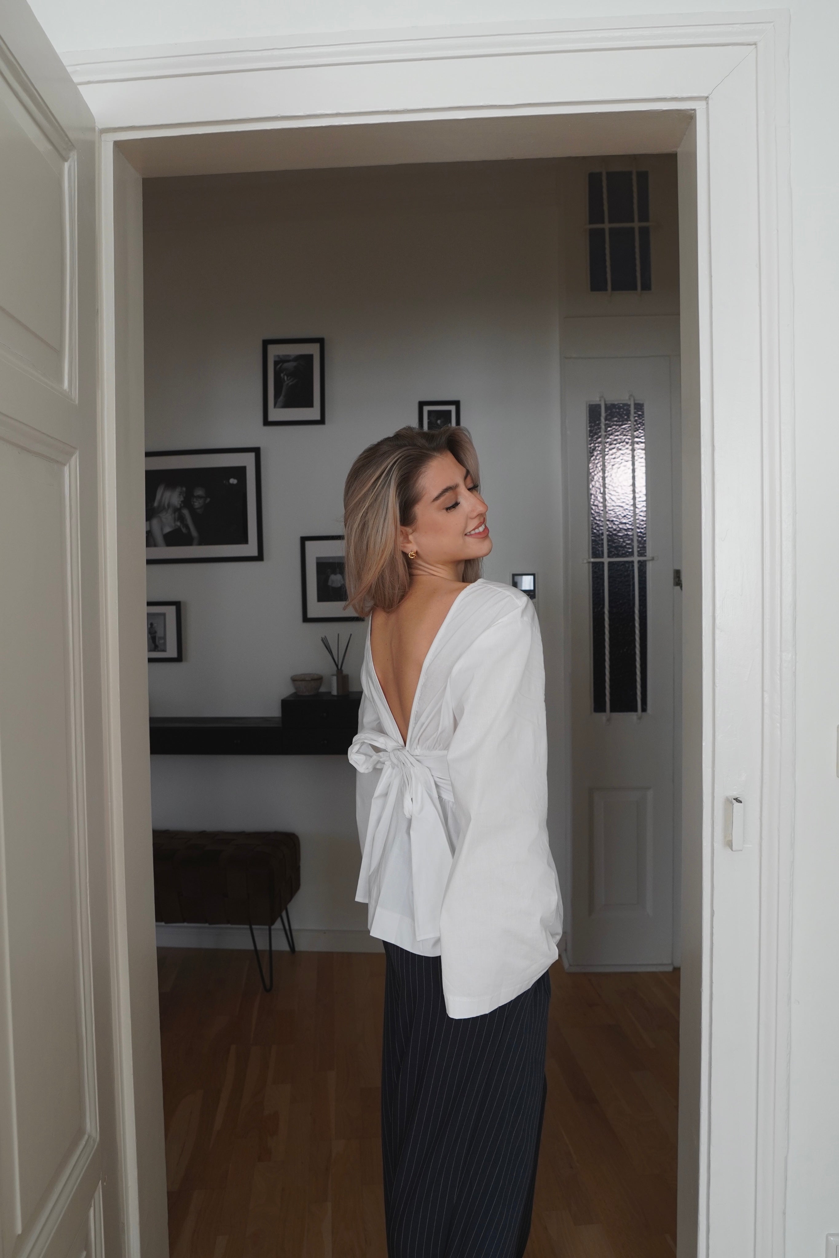 Back Bow Blouse White