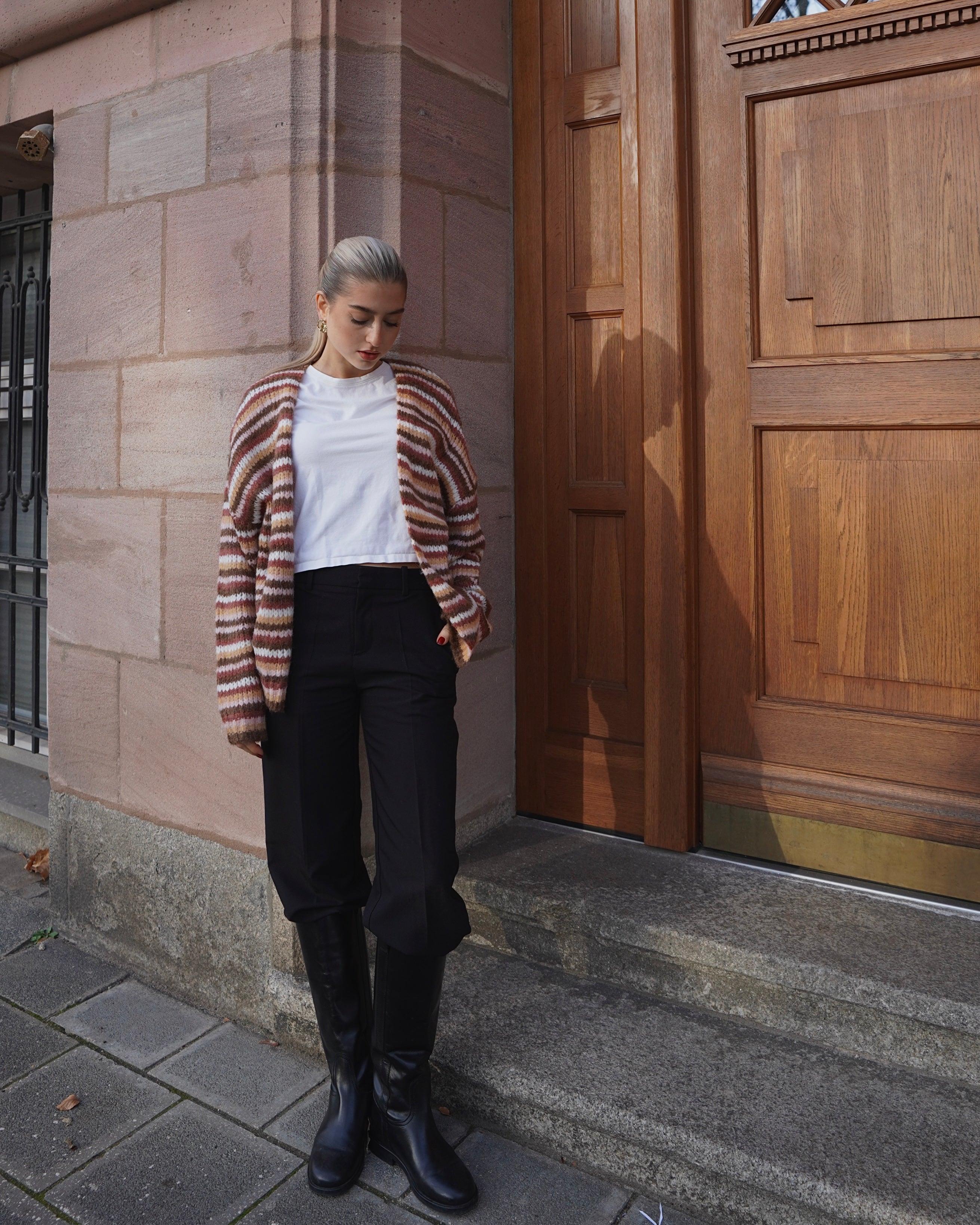 Soft Knit Cardigan Multi Color Stripes
