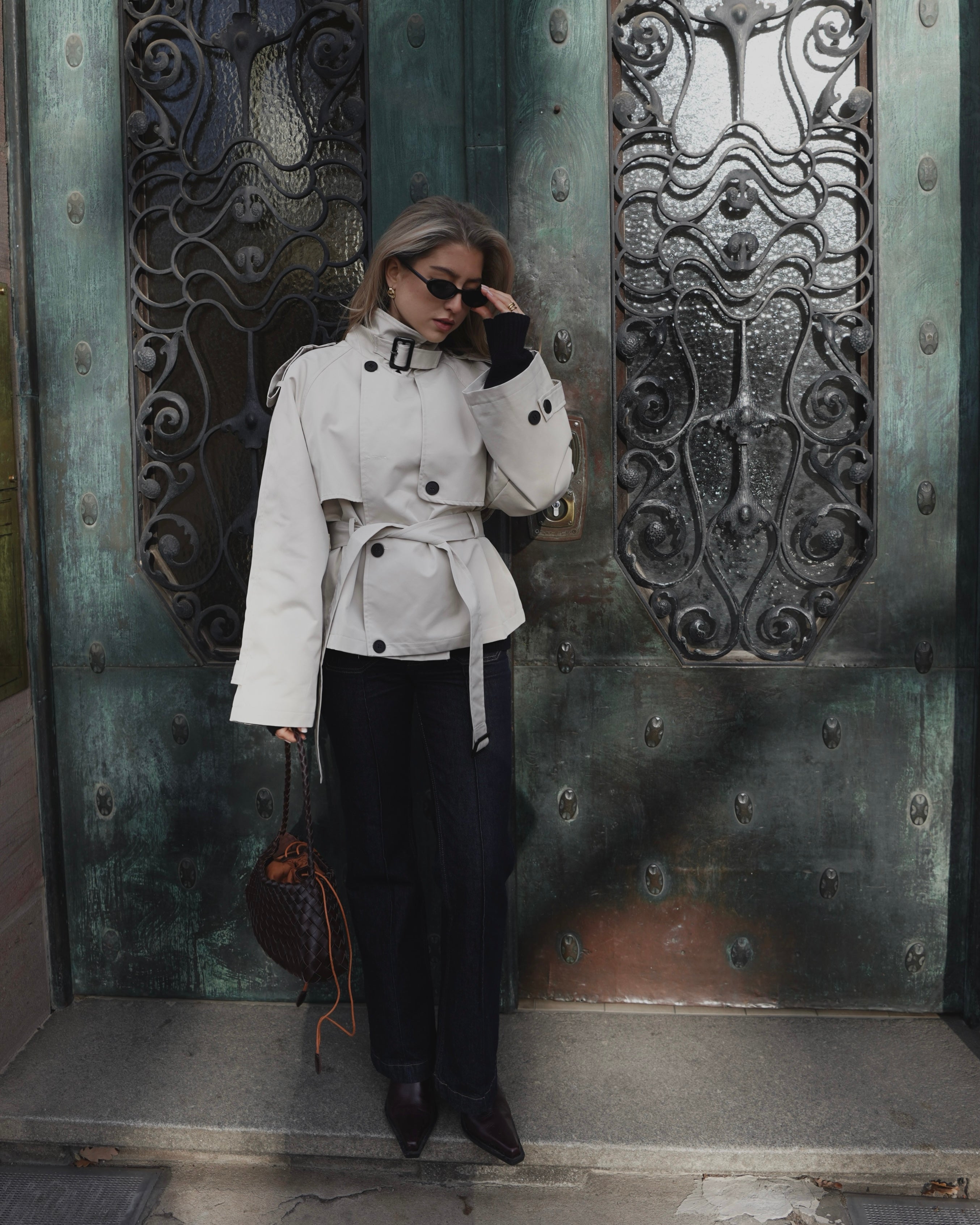 Stand Collar Belted Coat