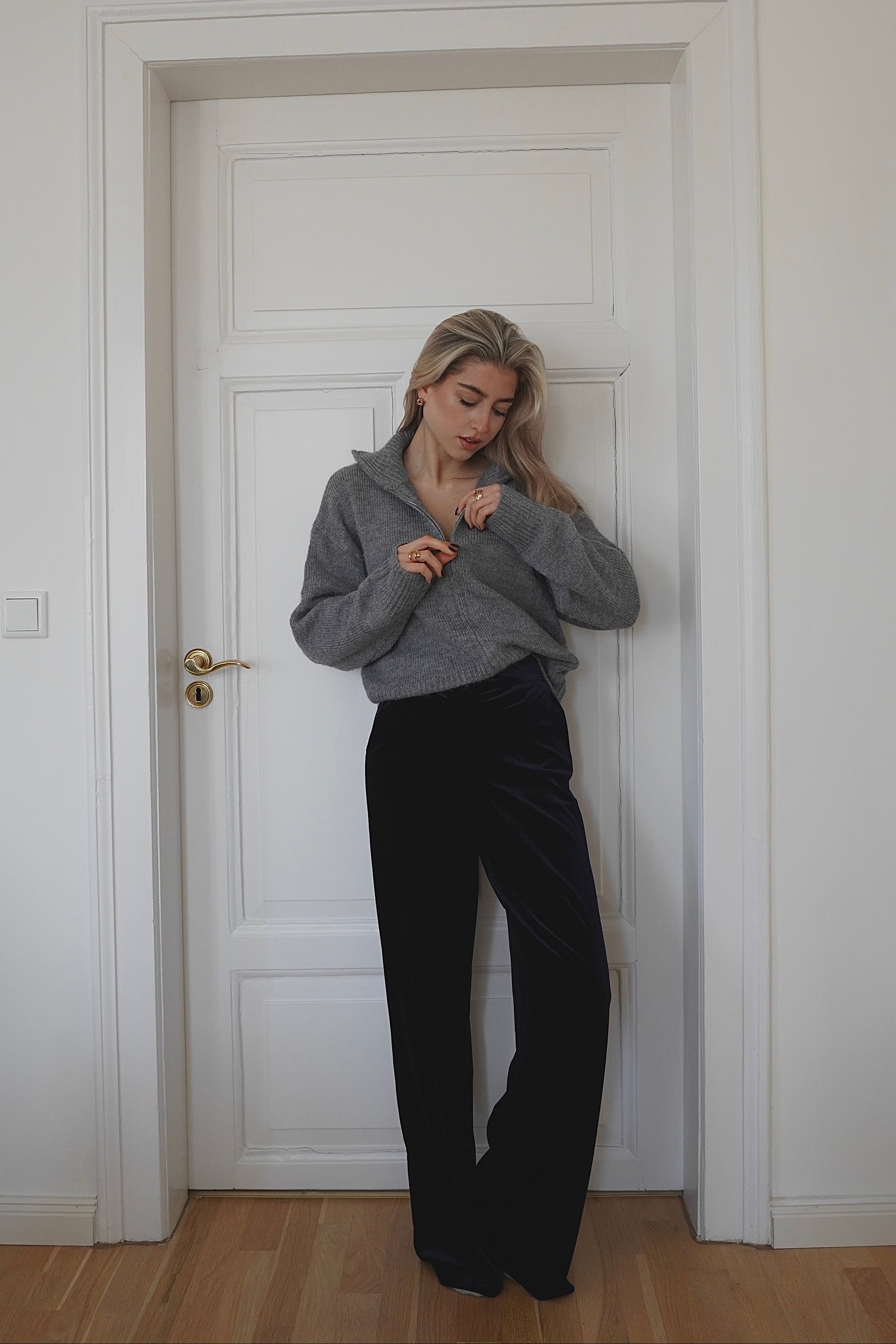 Velvet Trousers Dark Blue