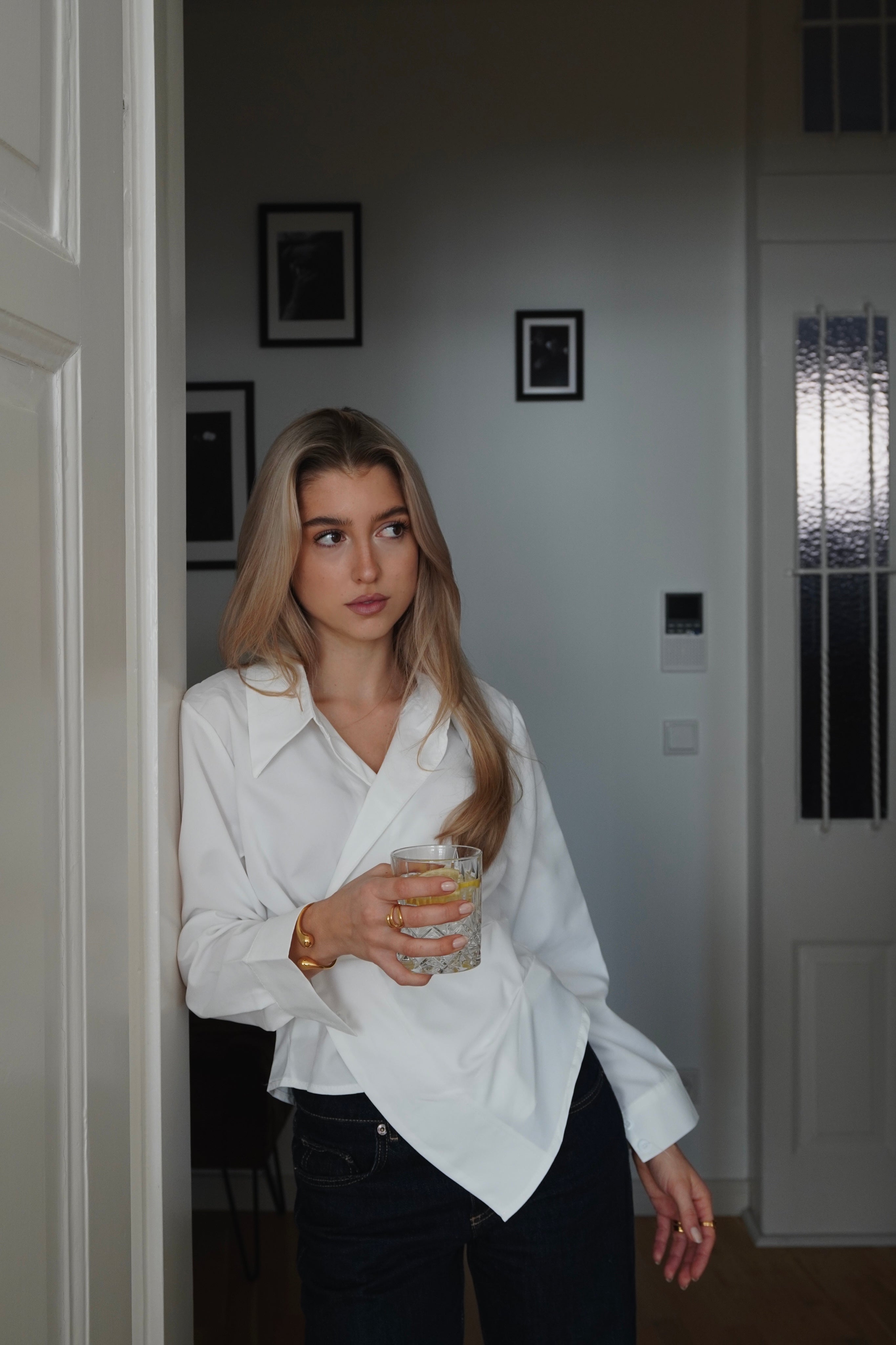 Waist Button Blouse White