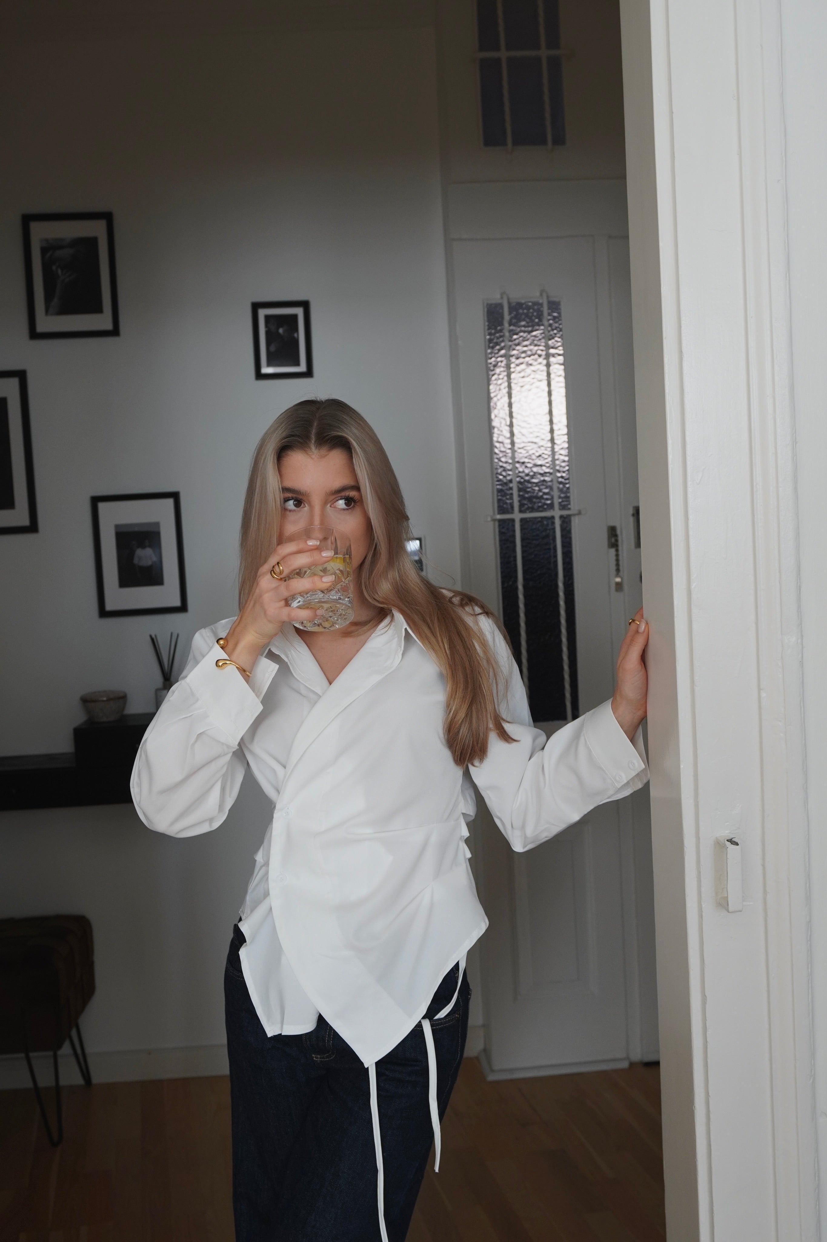 Waist Button Blouse White