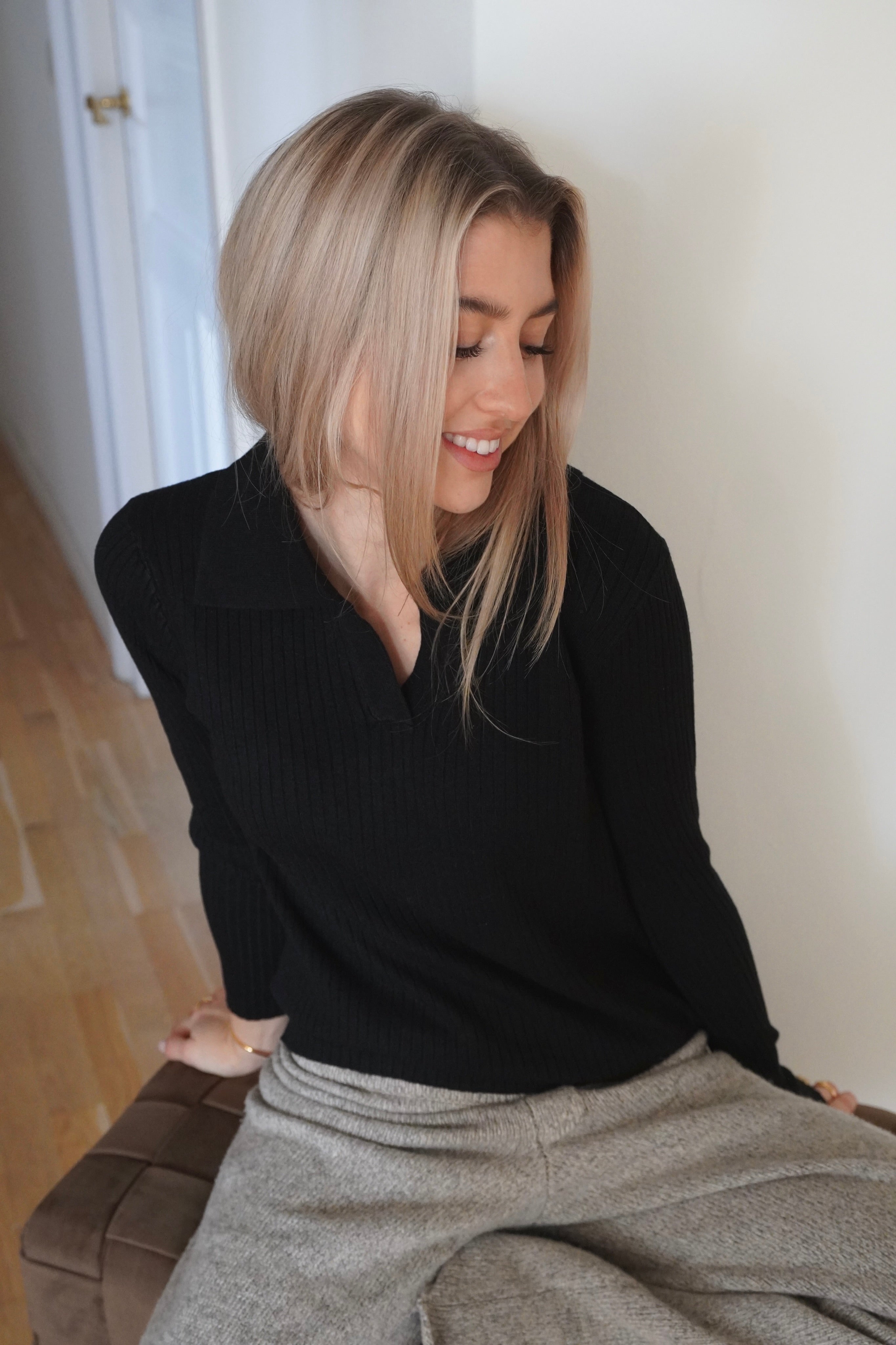 V-Neck Longsleeve Black