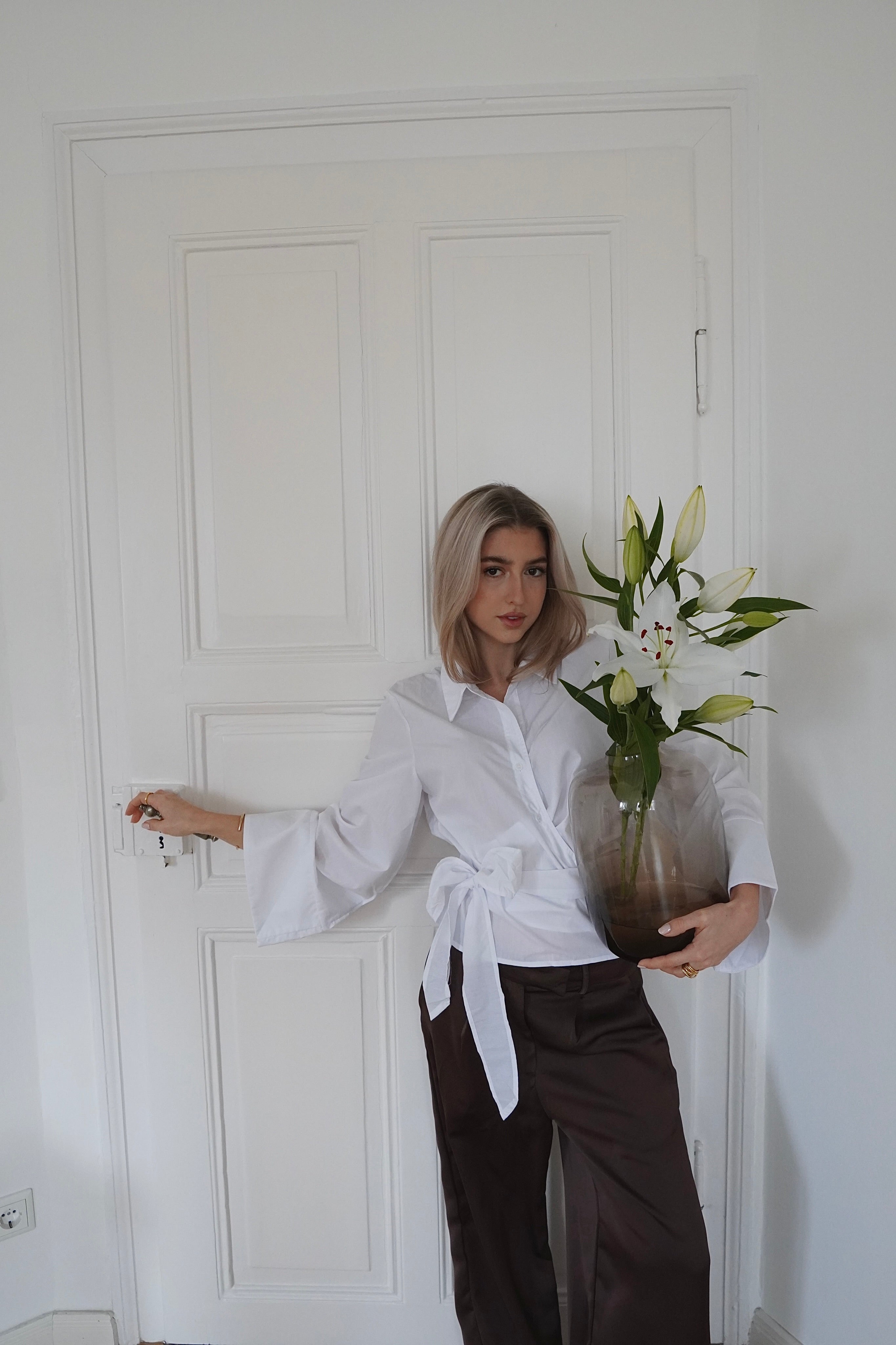 Lace-Up Blouse White